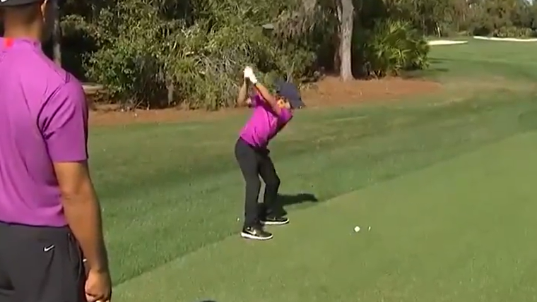 Charlie Woods makes stunning EAGLE alongside Tiger Woods at PNC Championship!