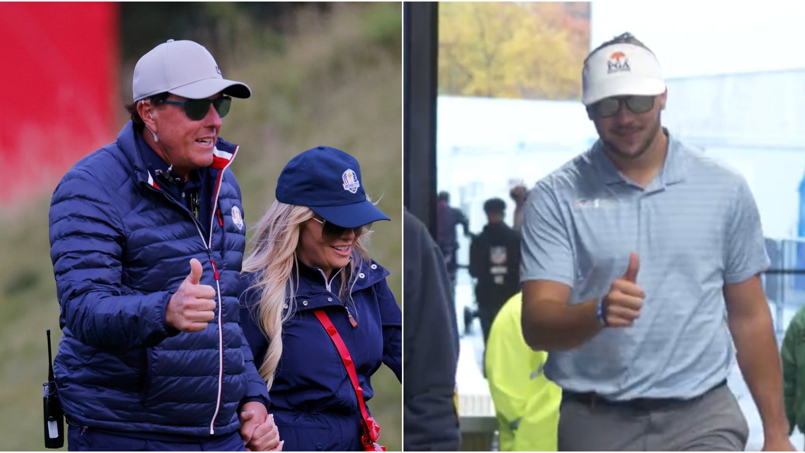 NFL quarterback gives thumbs up as he offers his BEST Phil Mickelson impression