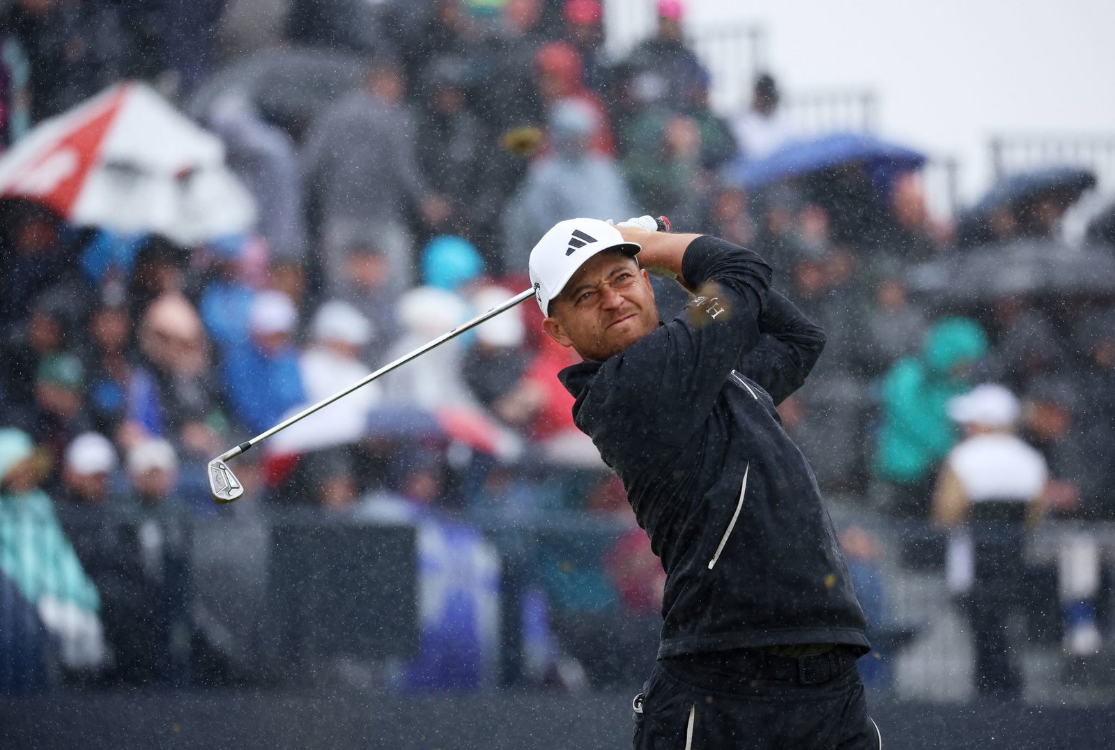 Xander Schauffele with Ryder Cup dagger (?!) to Brooks Koepka