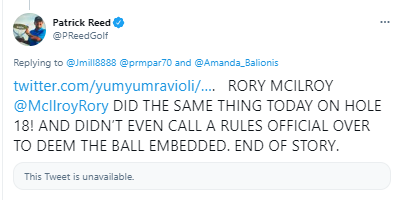 Patrick Reed's Twitter account: