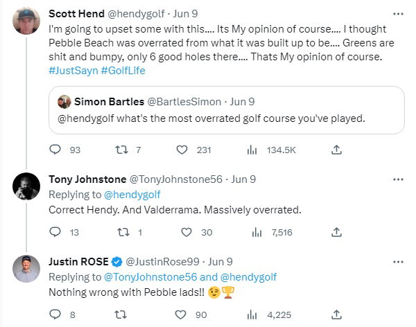 Justin Rose responds to tour pro who labelled greens at Pebble Beach 's***'